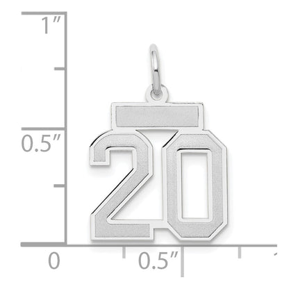 14k White Goldw Small Satin Number 20 Charm