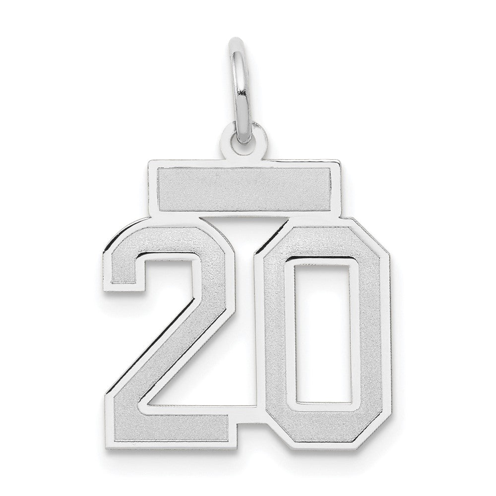 14k White Goldw Small Satin Number 20 Charm