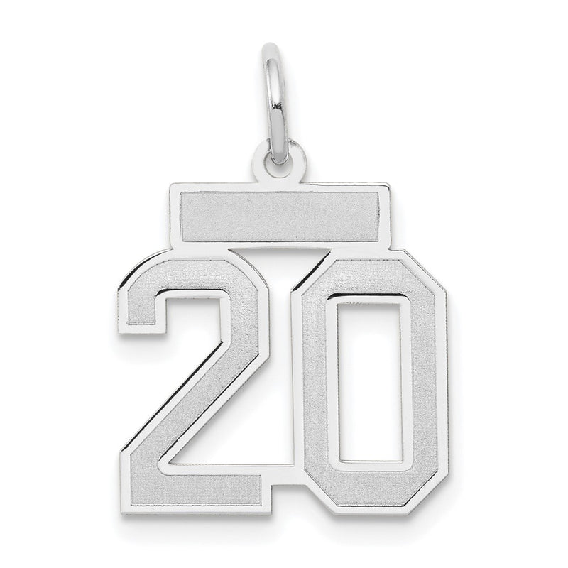 14k White Goldw Small Satin Number 20 Charm