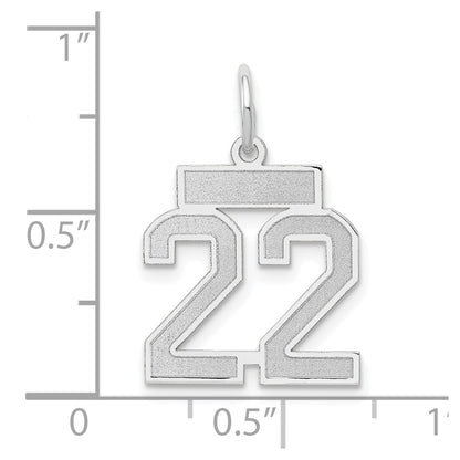 14k White Goldw Small Satin Number 22 Charm