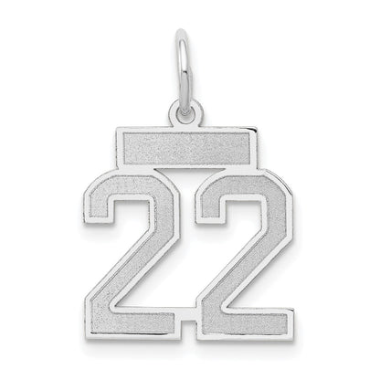 14k White Goldw Small Satin Number 22 Charm
