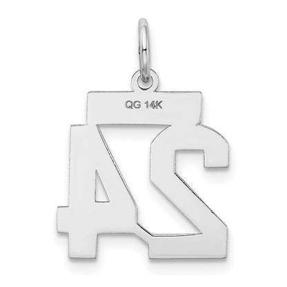 14k White Goldw Small Satin Number 24 Charm