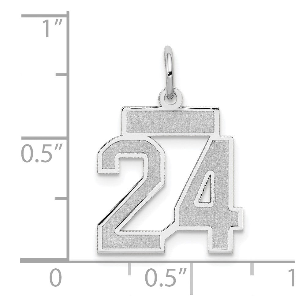 14k White Goldw Small Satin Number 24 Charm