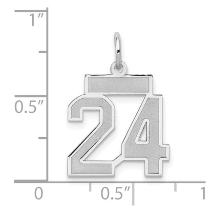 14k White Goldw Small Satin Number 24 Charm