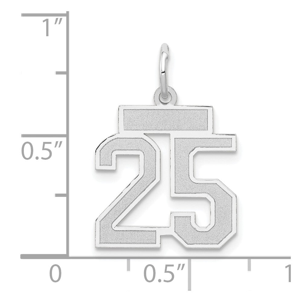 14k White Goldw Small Satin Number 25 Charm