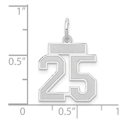 14k White Goldw Small Satin Number 25 Charm