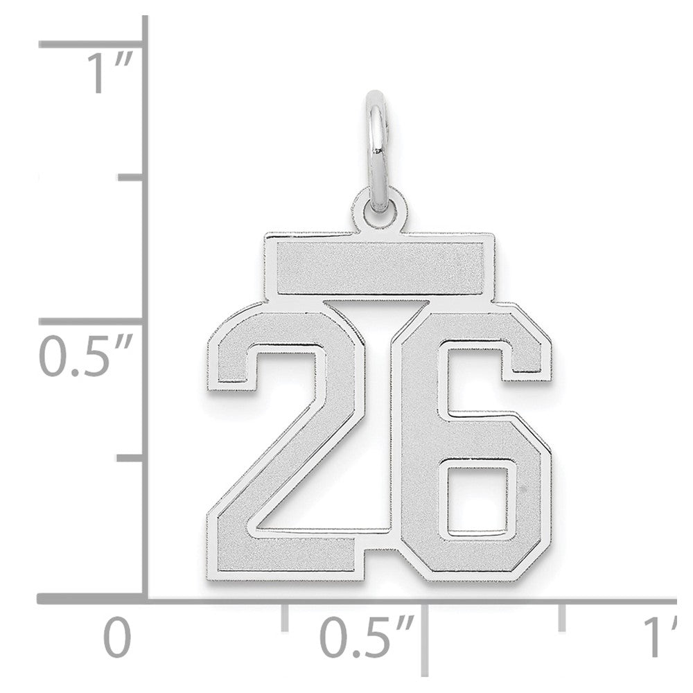 14k White Goldw Small Satin Number 26 Charm