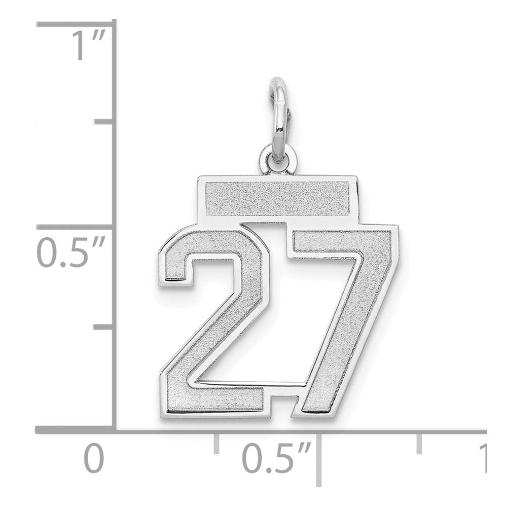 14k White Goldw Small Satin Number 27 Charm