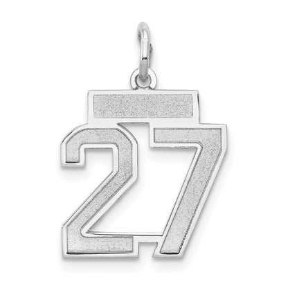 14k White Goldw Small Satin Number 27 Charm