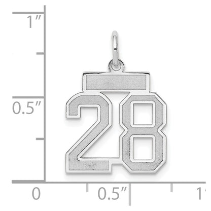 14k White Goldw Small Satin Number 28 Charm