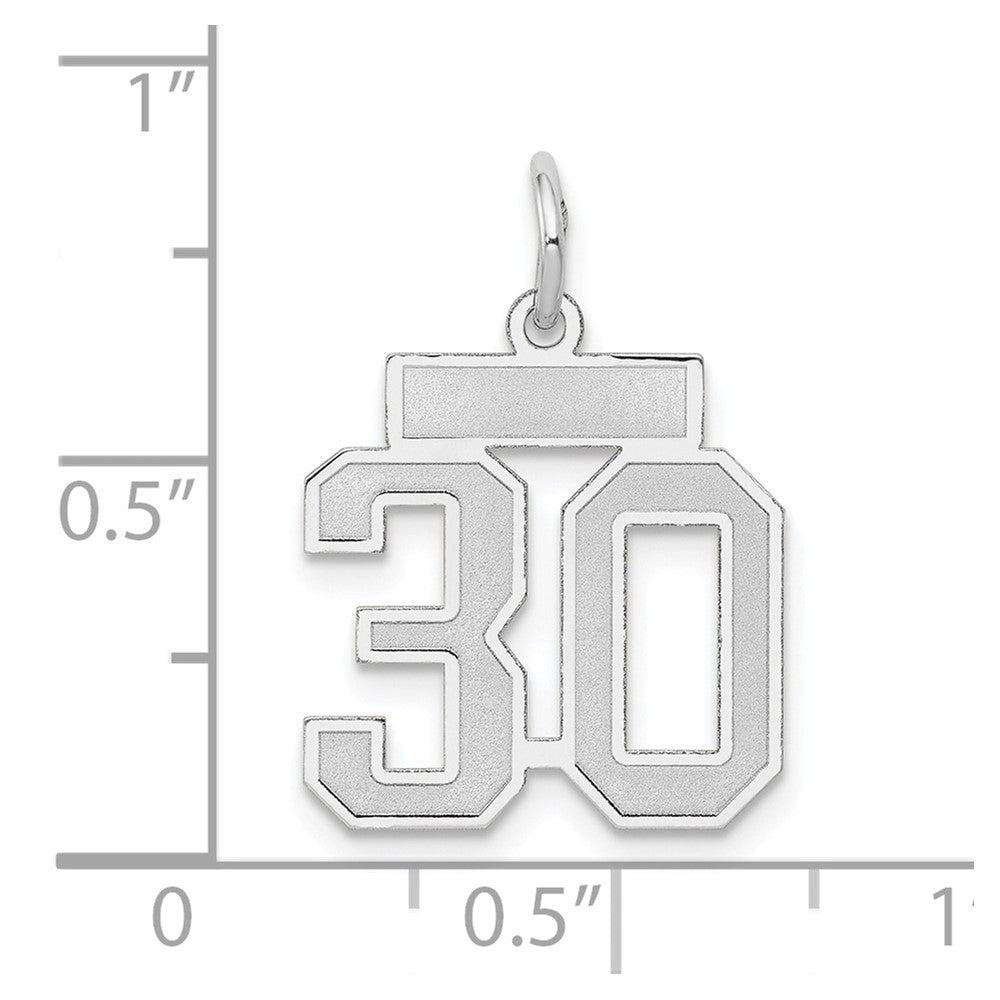 14k White Goldw Small Satin Number 30 Charm