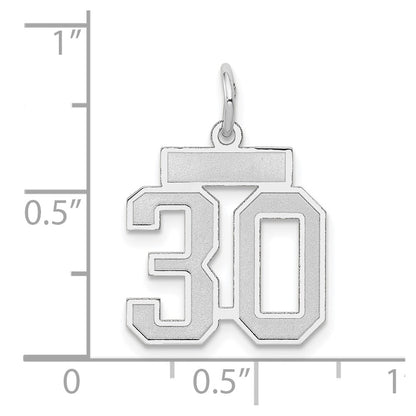 14k White Goldw Small Satin Number 30 Charm