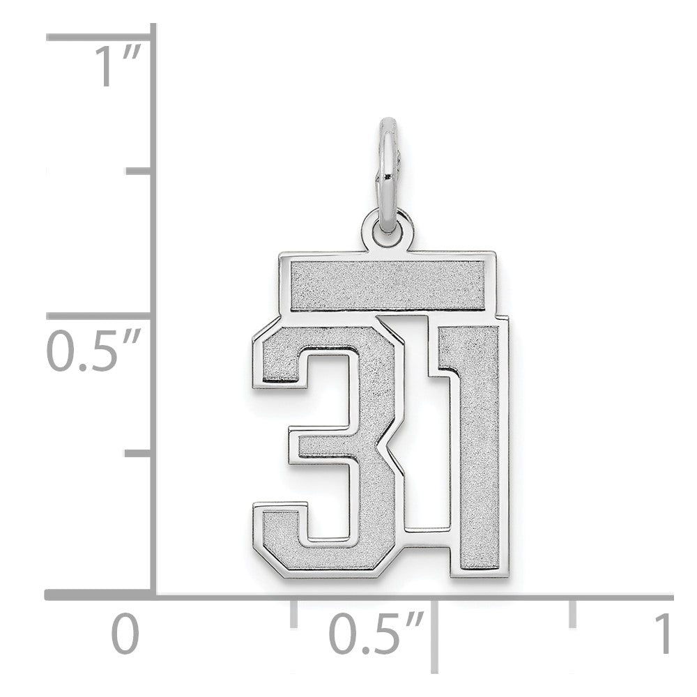 14k White Goldw Small Satin Number 31 Charm