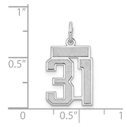 14k White Goldw Small Satin Number 31 Charm