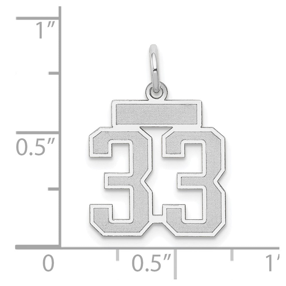 14k White Goldw Small Satin Number 33 Charm