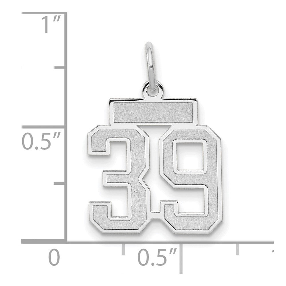 14k White Goldw Small Satin Number 39 Charm