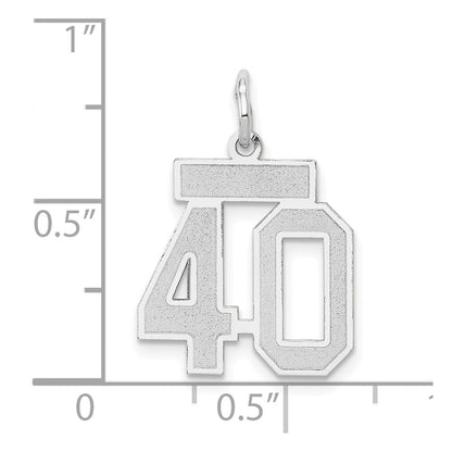 14k White Goldw Small Satin Number 40 Charm