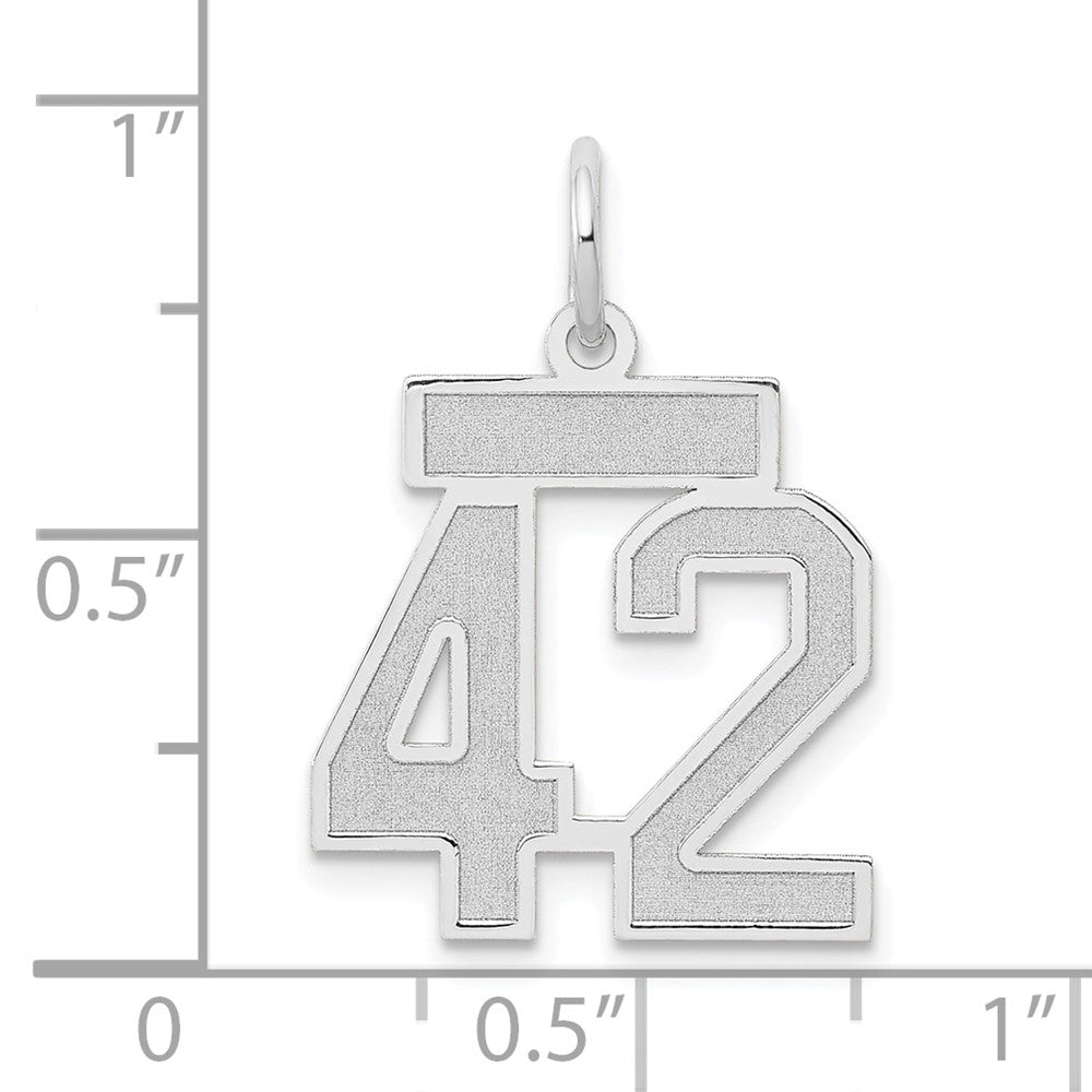 14k White Goldw Small Satin Number 42 Charm