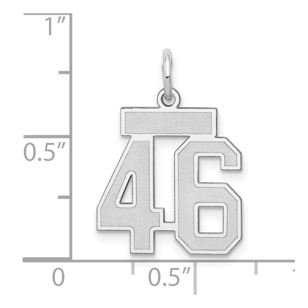 14k White Goldw Small Satin Number 46 Charm