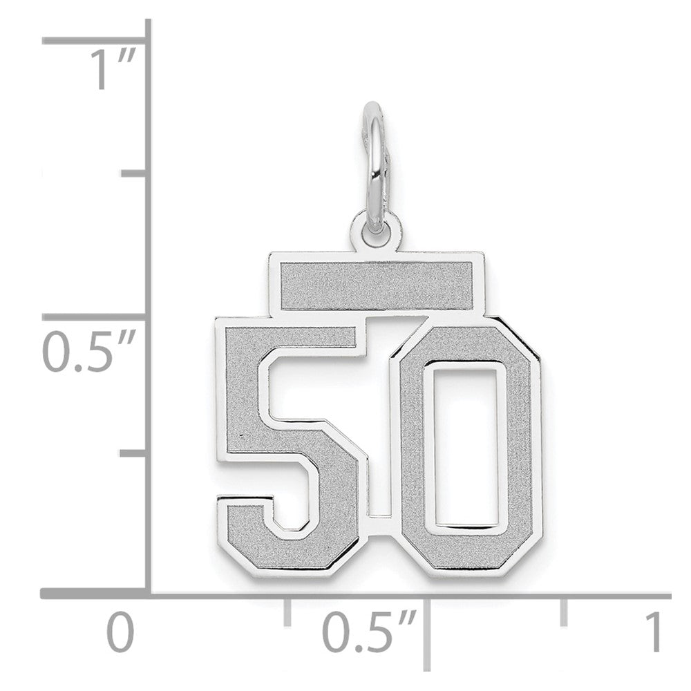 14k White Goldw Small Satin Number 50 Charm