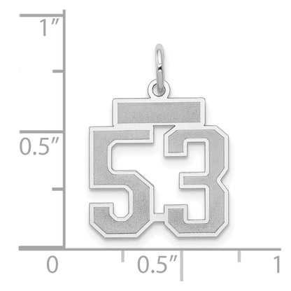 14k White Goldw Small Satin Number 53 Charm