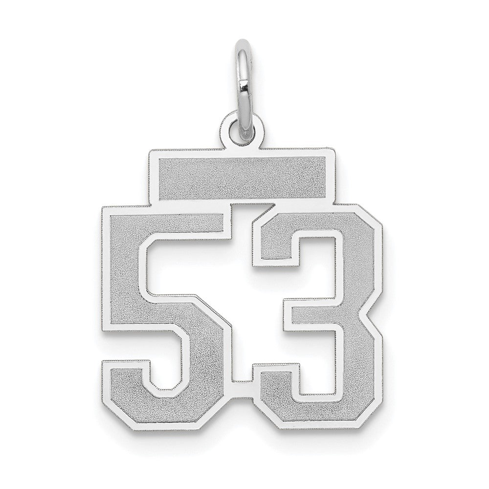 14k White Goldw Small Satin Number 53 Charm