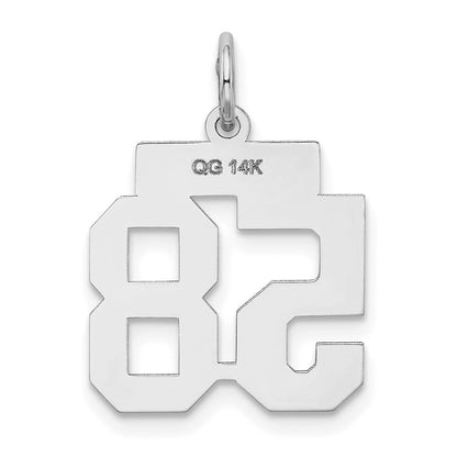 14k White Goldw Small Satin Number 58 Charm