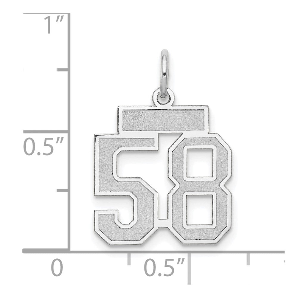 14k White Goldw Small Satin Number 58 Charm