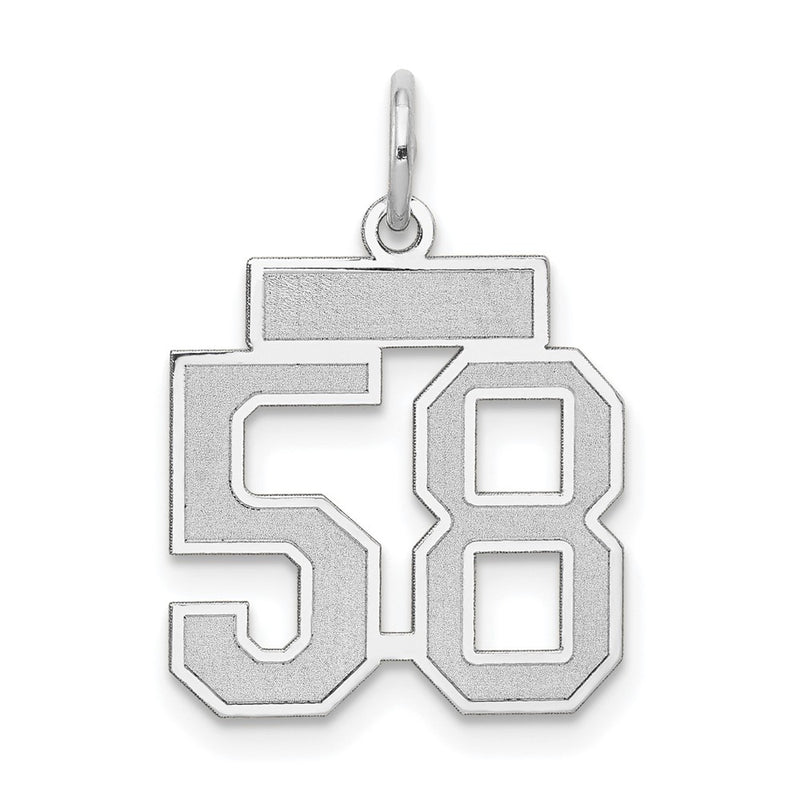 14k White Goldw Small Satin Number 58 Charm