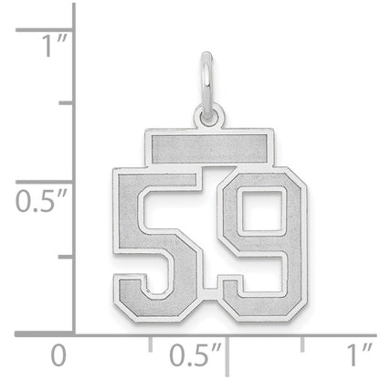 14k White Goldw Small Satin Number 59 Charm