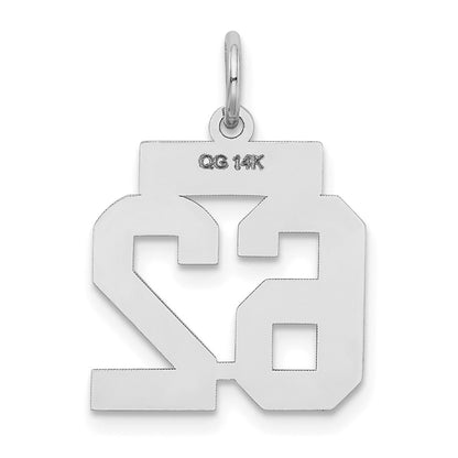 14k White Goldw Small Satin Number 62 Charm