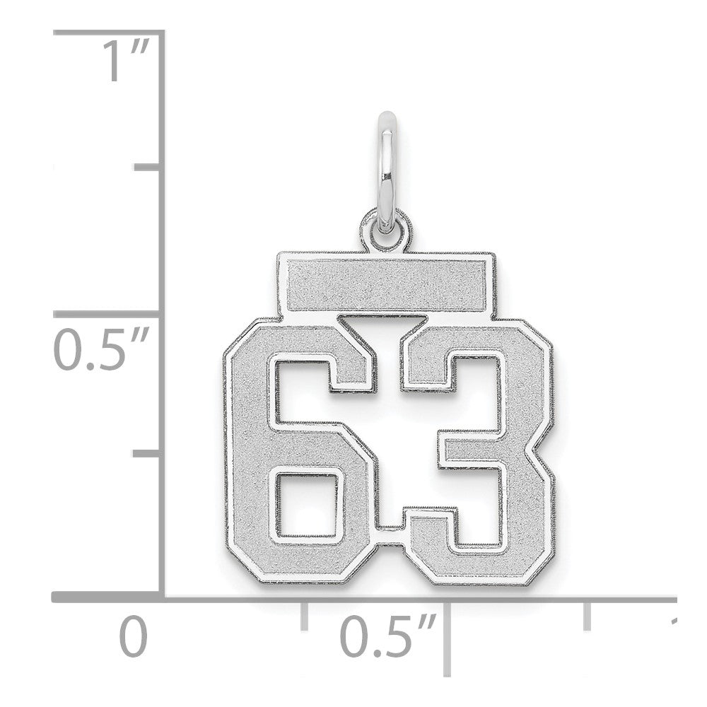 14k White Goldw Small Satin Number 63 Charm