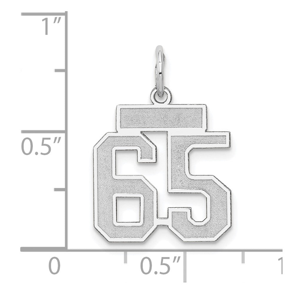14k White Goldw Small Satin Number 65 Charm