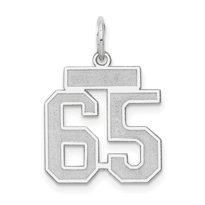 14k White Goldw Small Satin Number 65 Charm