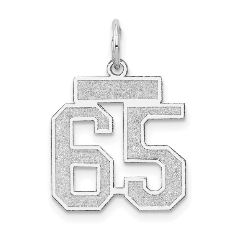 14k White Goldw Small Satin Number 65 Charm