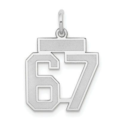 14k White Goldw Small Satin Number 67 Charm