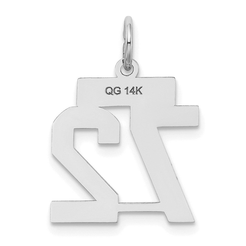 14k White Goldw Small Satin Number 72 Charm