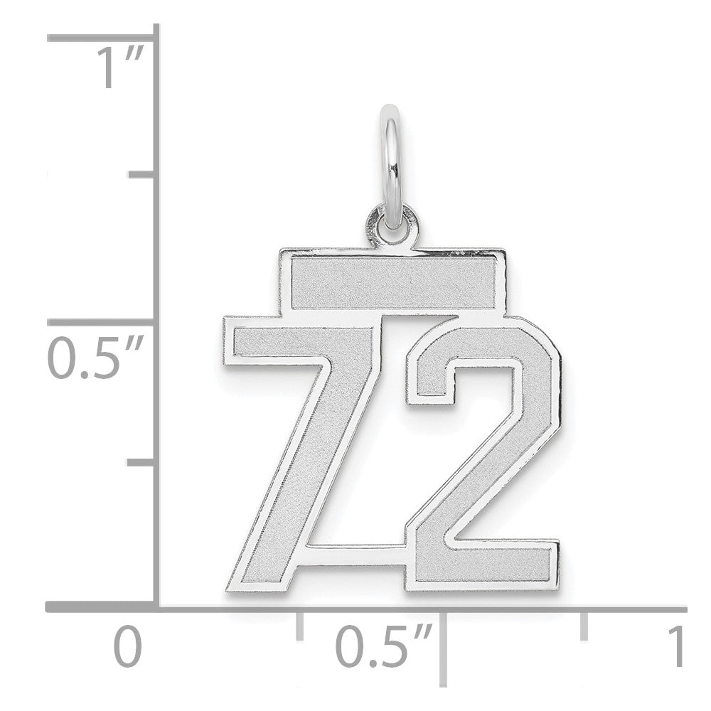 14k White Goldw Small Satin Number 72 Charm