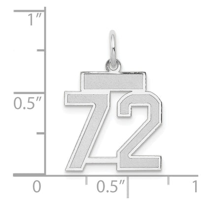 14k White Goldw Small Satin Number 72 Charm