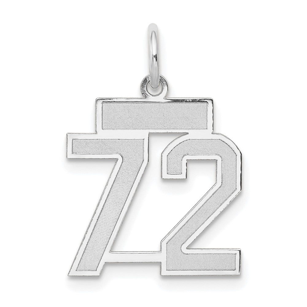 14k White Goldw Small Satin Number 72 Charm