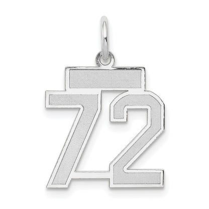 14k White Goldw Small Satin Number 72 Charm