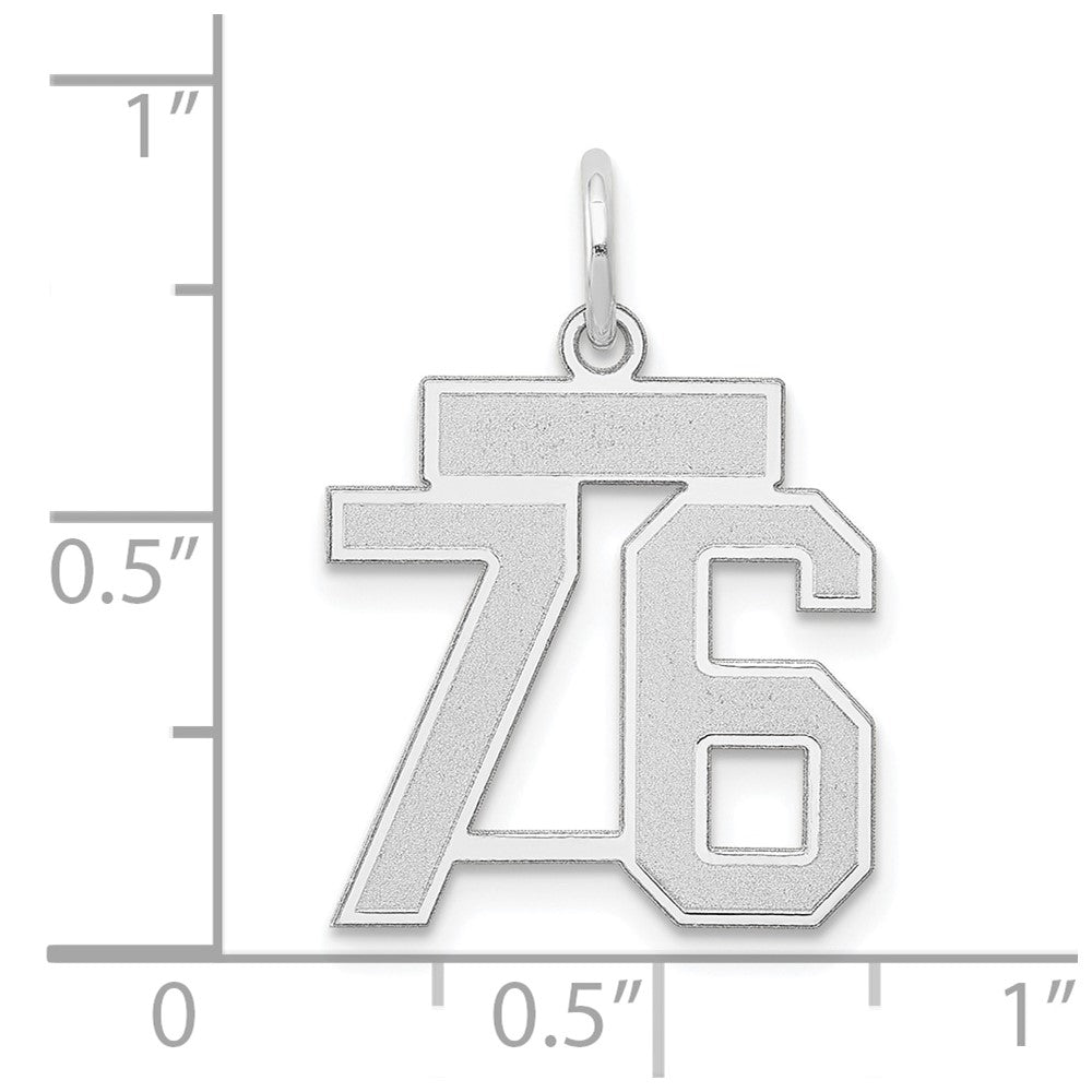 14k White Goldw Small Satin Number 76 Charm