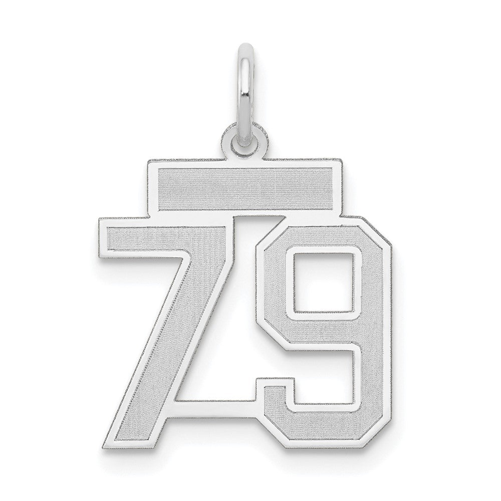 14k White Goldw Small Satin Number 79 Charm
