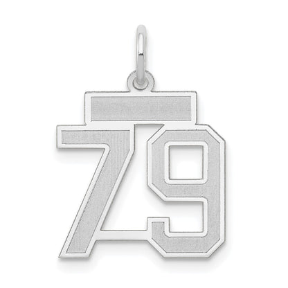 14k White Goldw Small Satin Number 79 Charm