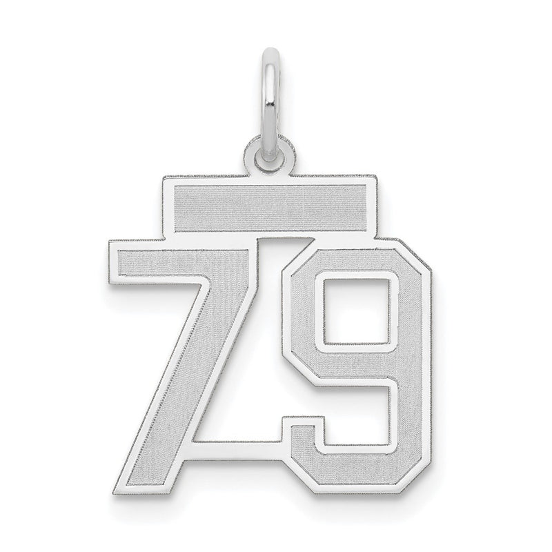 14k White Goldw Small Satin Number 79 Charm