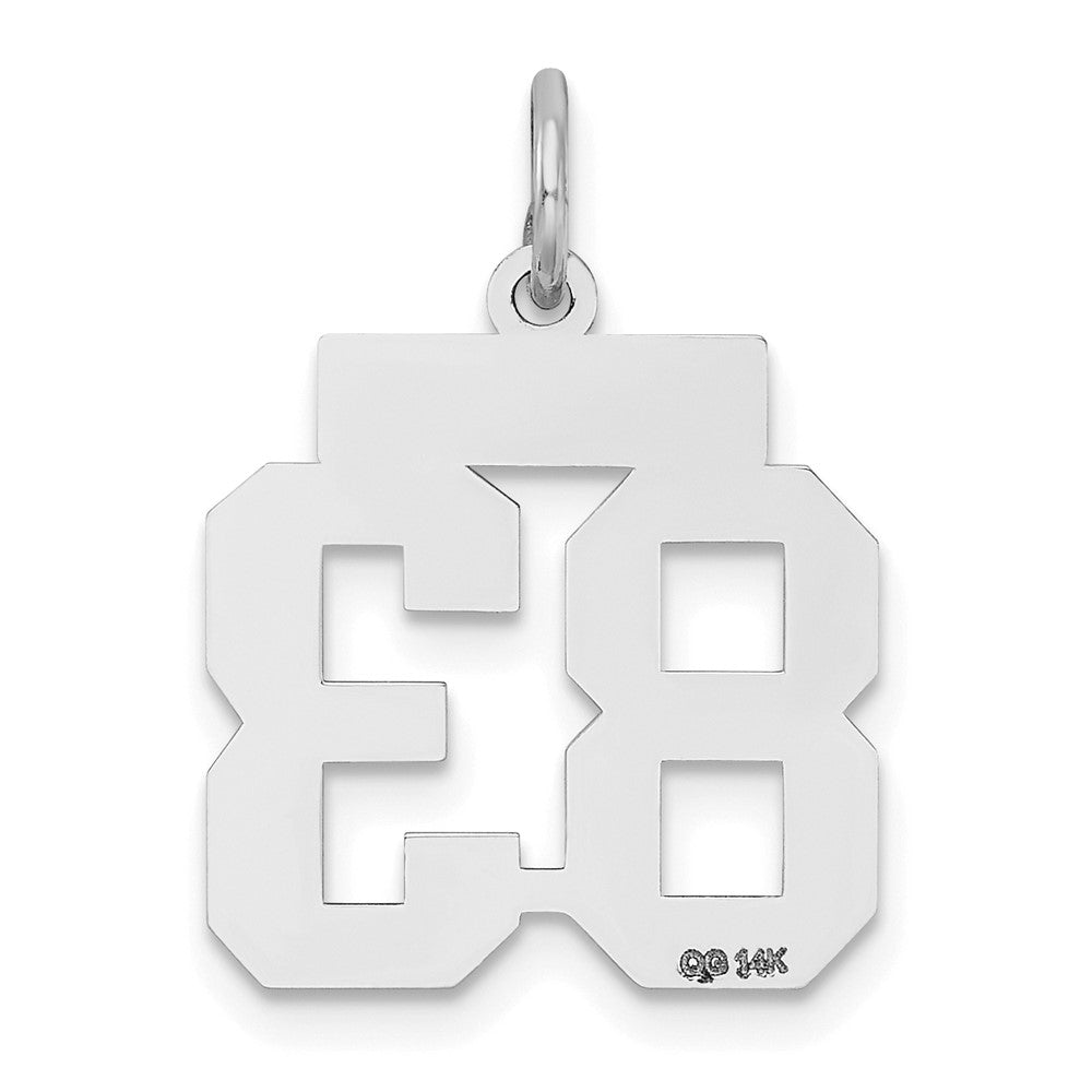 14k White Goldw Small Satin Number 83 Charm