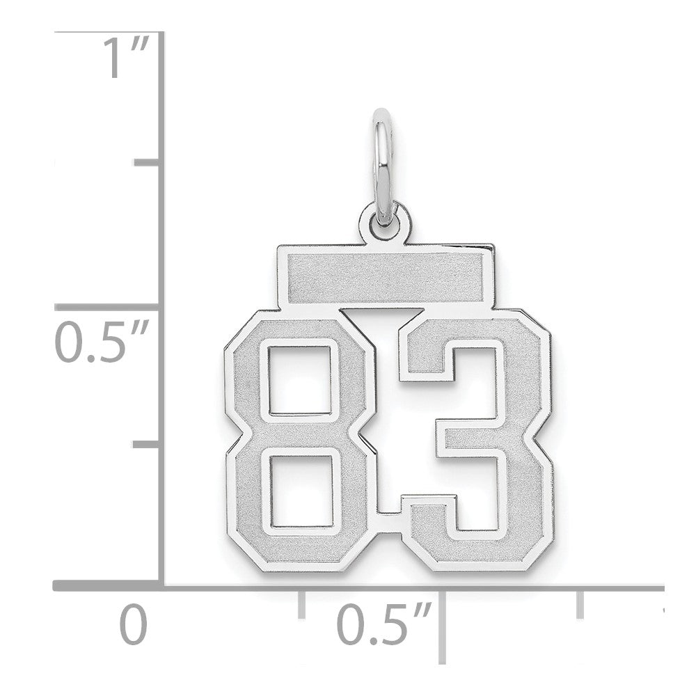 14k White Goldw Small Satin Number 83 Charm