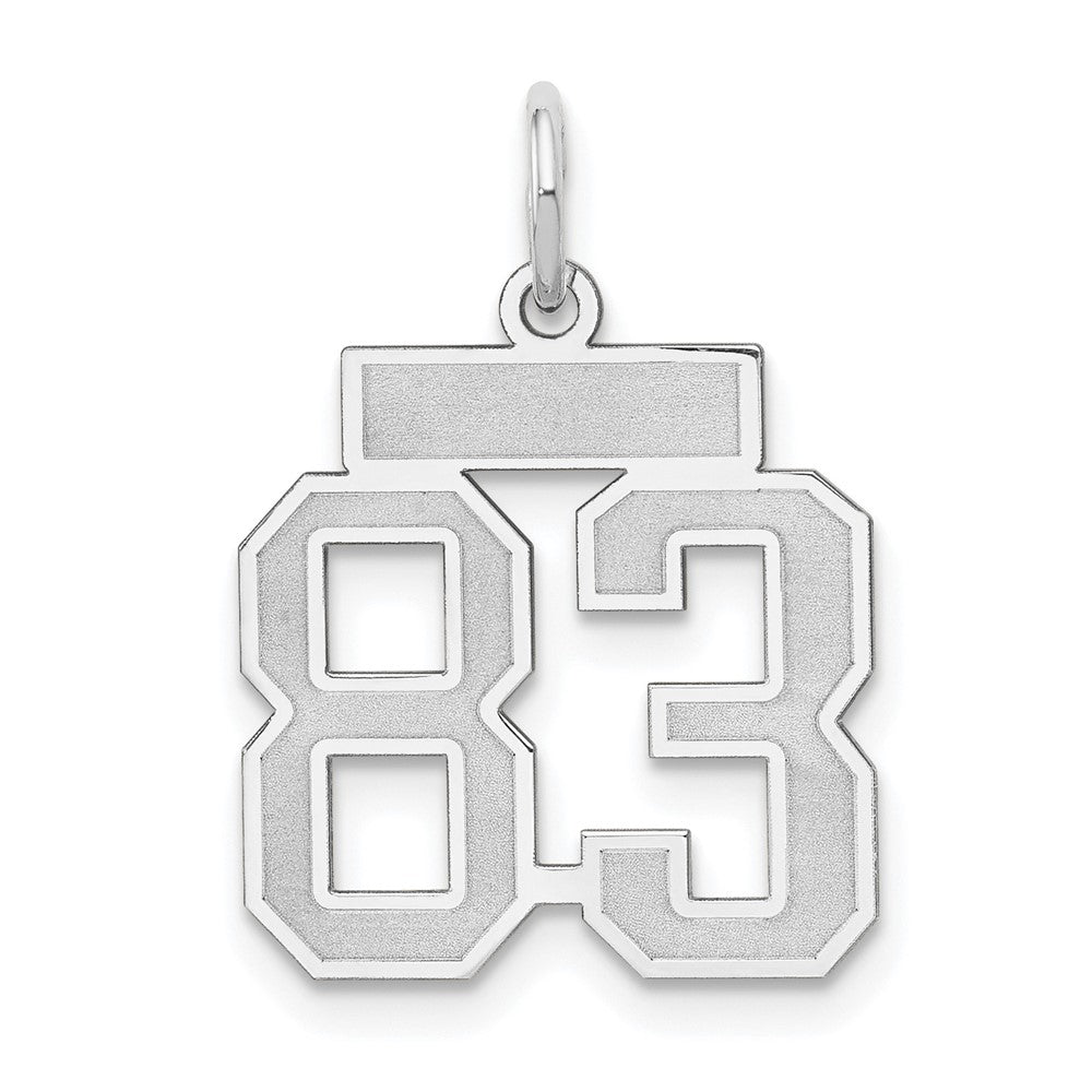 14k White Goldw Small Satin Number 83 Charm