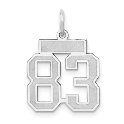 14k White Goldw Small Satin Number 83 Charm