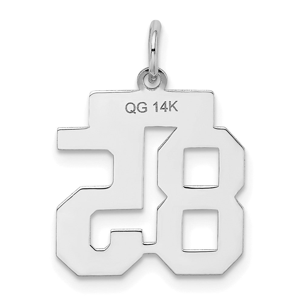 14k White Goldw Small Satin Number 85 Charm